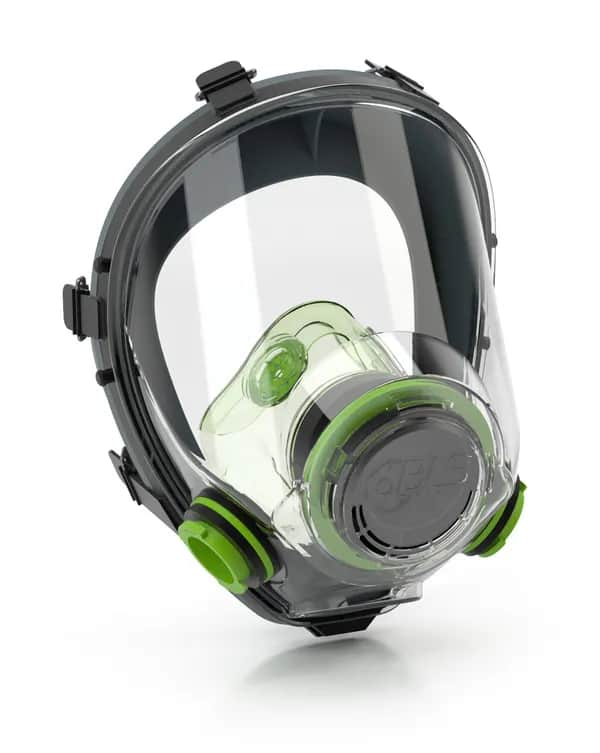 Thermoplastische Vollgesichtsmaske für zwei Filter