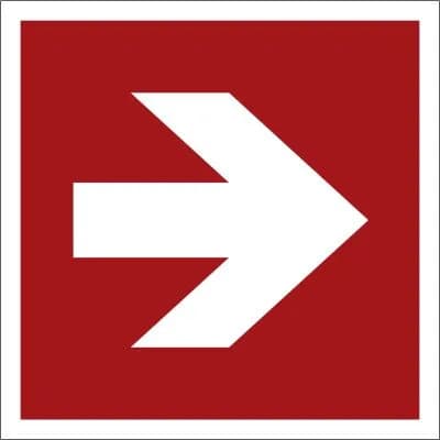 Richtungspfeil gerade, rot, 200x200mm, nachleuchtend, Selbstklebefolie