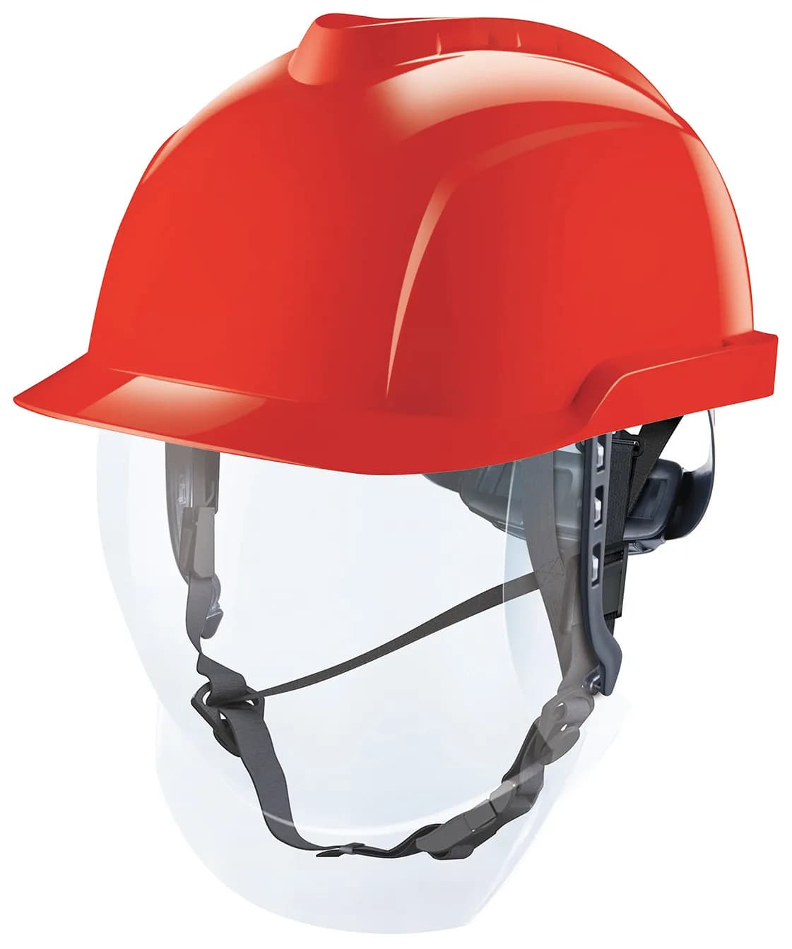 MSA V-Gard® 950 Premium Industrie- & Elektrikerhelm mit integriertem Visier, rot