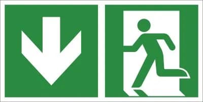 Rettungsweg abwärts, 400x200mm, nachleuchtend, Selbstklebefolie