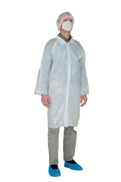 LDPE Besuchermantel, klassischer Kragen (10 Stück)