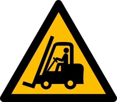 Warnung vor Flurförderzeugen, 100x100mm, Kunststoff