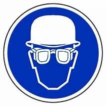 Augen- und Kopfschutz benutzen, Ø 200mm, Aluminium