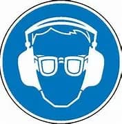 Gehör- und Augenschutz benutzen, Ø 200mm, Kunststoff