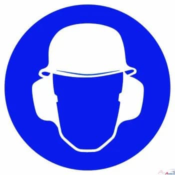 Gehör- und Kopfschutz benutzen, Ø 200mm, nachleuchtend, Selbstklebefolie