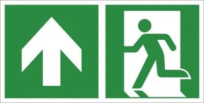 Rettungsweg aufwärts, 400x200mm, nachleuchtend, Aluminium