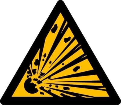 Warnung vor explosionsgefährlichen Stoffen, 200x200mm, Kunststoff
