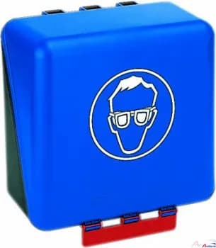 SecuBox MIDI B Augenschutz blau mit Einsatz für 4 Brillen 23,6x22,5x12,5 cm