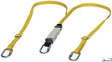 MSA Workman Twin Leg Energy Absorbing Lanyard, Webbing, 2.0 M Adj, Steel screw carabiner, Steel screw carabiner