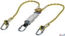 MSA Workman Twin Leg Energy Absorbing Lanyard, Kernmantle Rope,12mm 2.0m fixed, Steel screw carabiner, Steel screw carabiner
