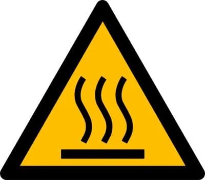 Warnung vor heisser Oberfläche, 100x100mm, Kunststoff