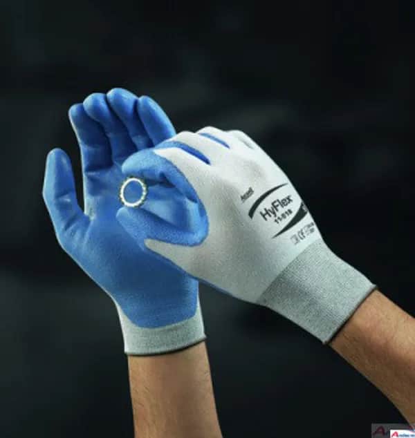Schnittschutzhandschuhe HyFlex® 11-518 PU teilbeschichtet hellblau